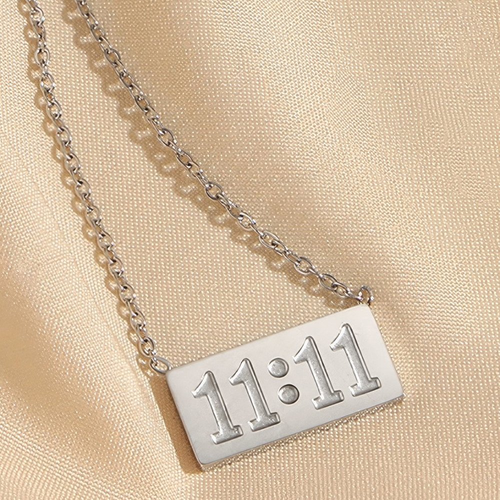 Silver 1111 Angel Number‎ Pendant Necklace Stainless Steel